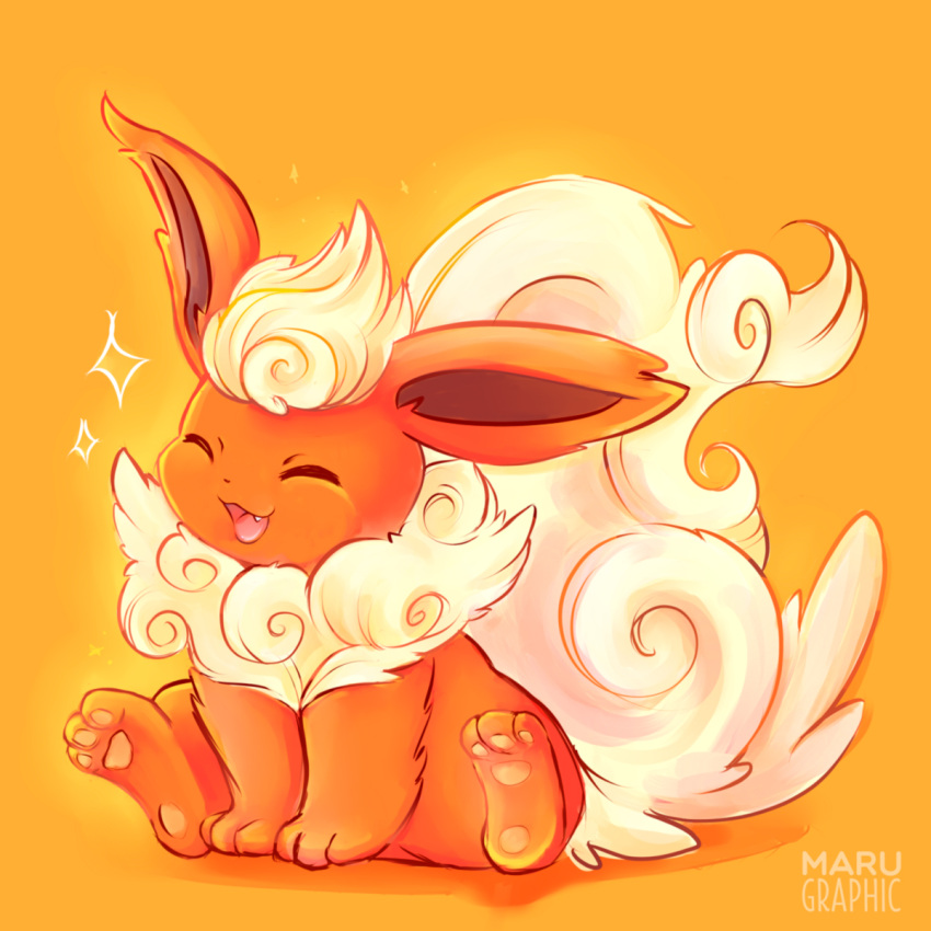 flareon, highres, maru_(marugraphic), pokemon, pokemon_(creature), pokemon_(game), smile