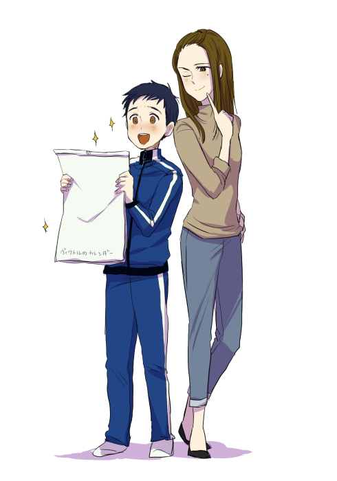 1boy, 1girl, black_hair, brown_eyes, brown_hair, finger_to_mouth, hand_on_hip, jacket