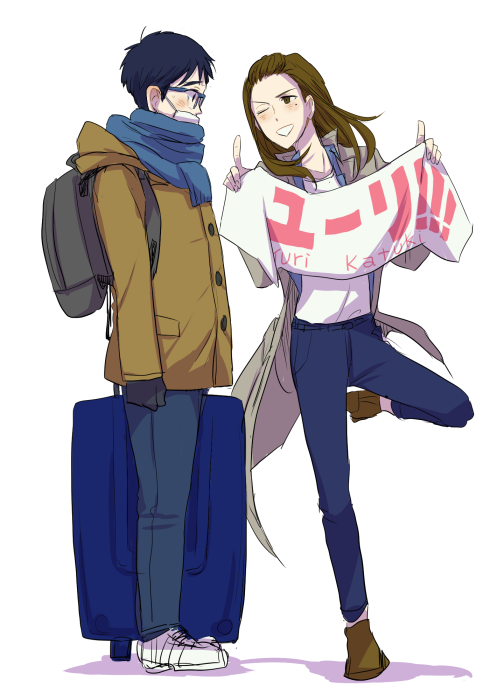 1boy, 1girl, backpack, bag, banner, black_gloves, black_hair, brown_eyes