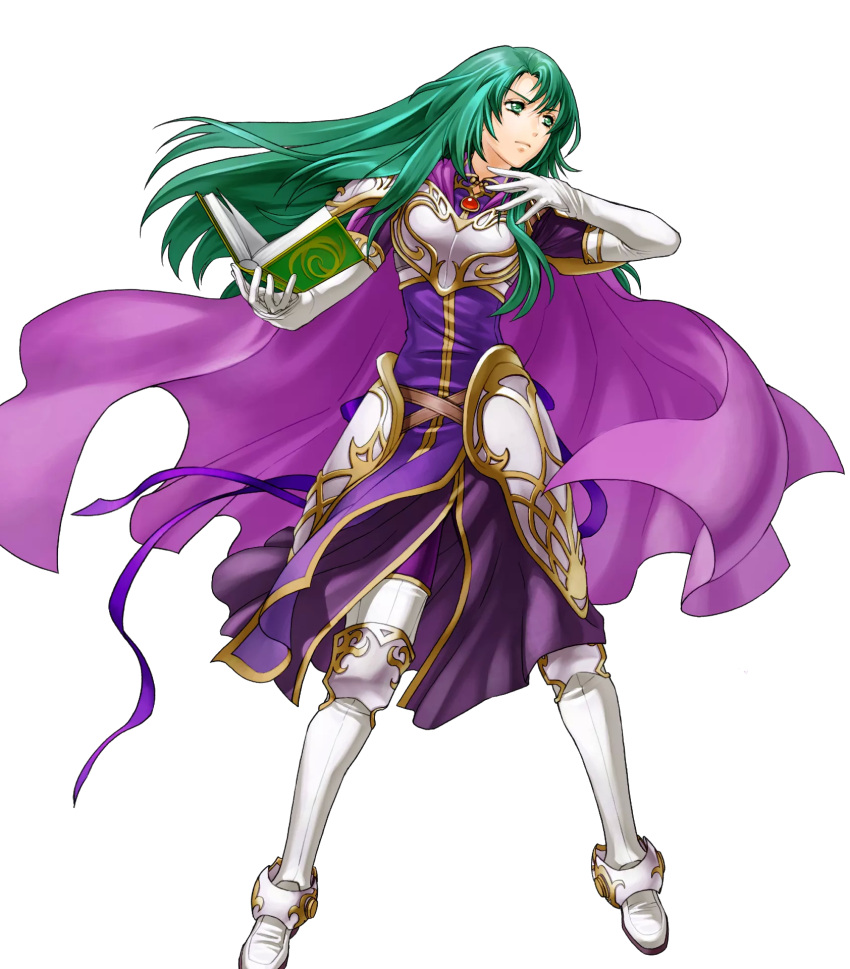 1girl, book, boots, breastplate, cape, cecilia_(fire_emblem), fire_emblem, fire_emblem:_fuuin_no_tsurugi