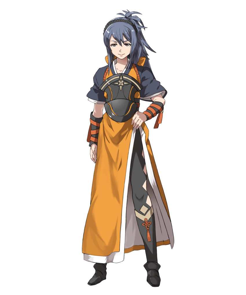 1girl, blue_hair, boots, brown_eyes, fire_emblem, fire_emblem_heroes, fire_emblem_if, full_body
