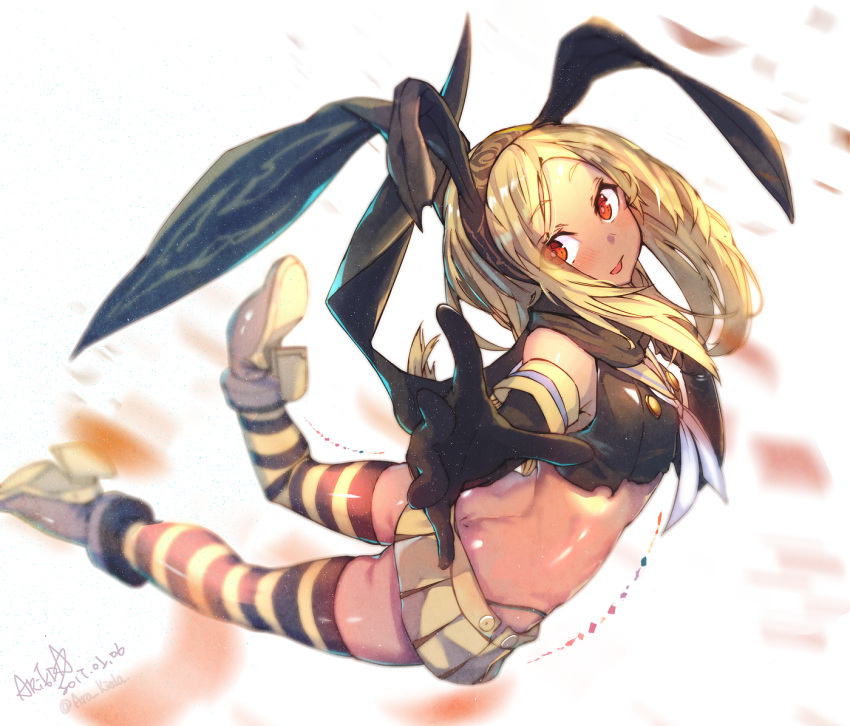 1girl, 2017, adapted_costume, akieda, alternate_color, alternate_hairstyle, arched_back, back