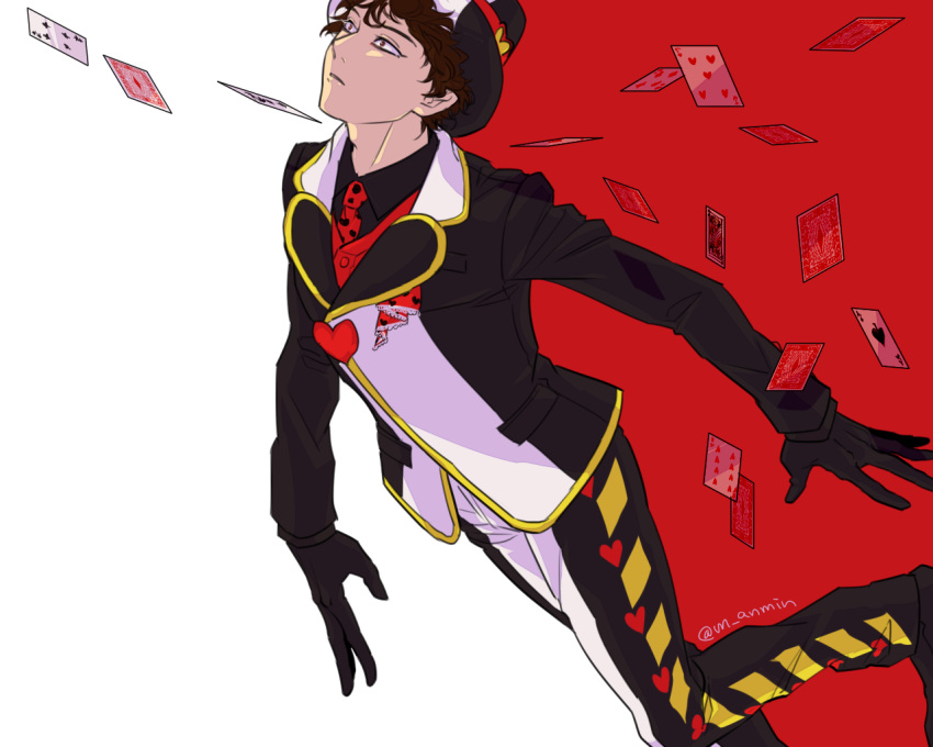 1boy, ace_of_spades, anmin, black_gloves, card, disney, disneyland, gloves