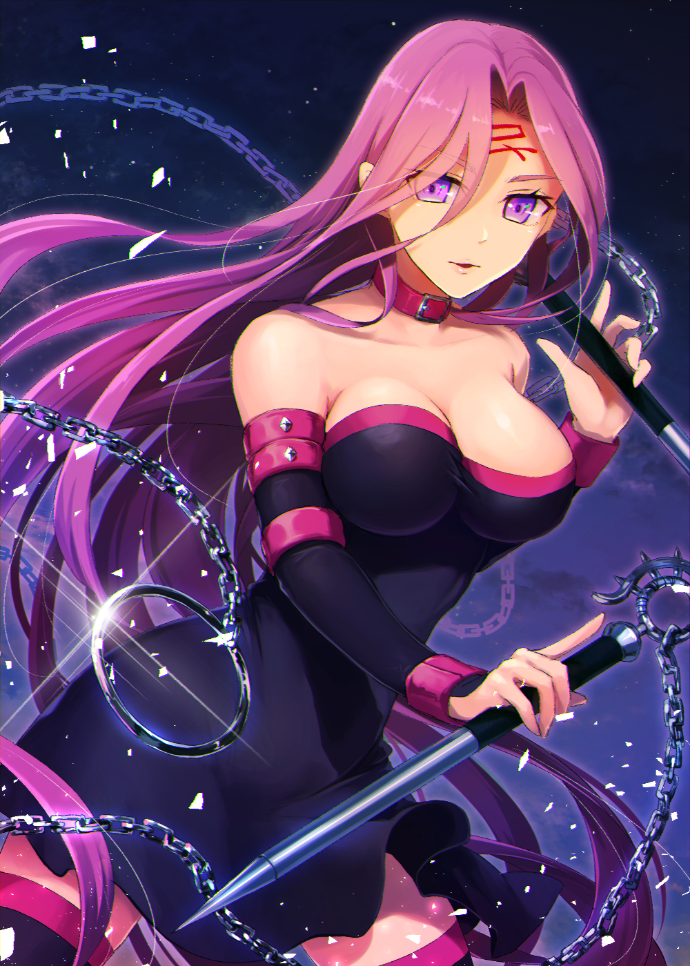 1girl, bare_shoulders, black_legwear, bouncing_breasts, breasts, cleavage, cocorosso, collar
