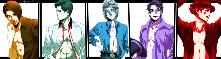 5boys, 8-foot_joe, :p, abs, apple_poison, black_hair, bow, bowtie