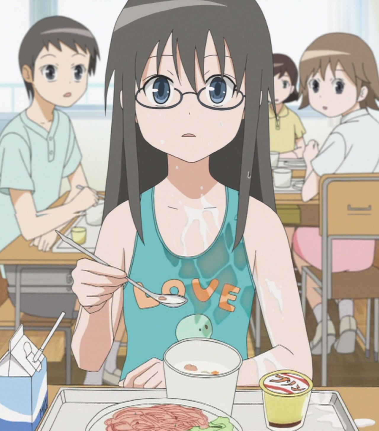 cap, glasses, hidaka_megumi, kyou_no_go_no_ni, shirt