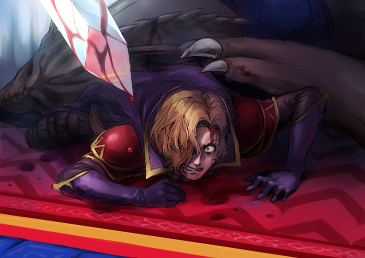1boy, blonde_hair, blood, cape, dragon, fire_emblem, fire_emblem:_fuuin_no_tsurugi, gloves