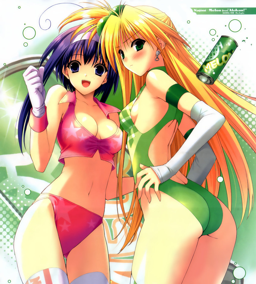 absurdres, akikan, ass, bikini, blonde_hair, blue_eyes, blush, breasts