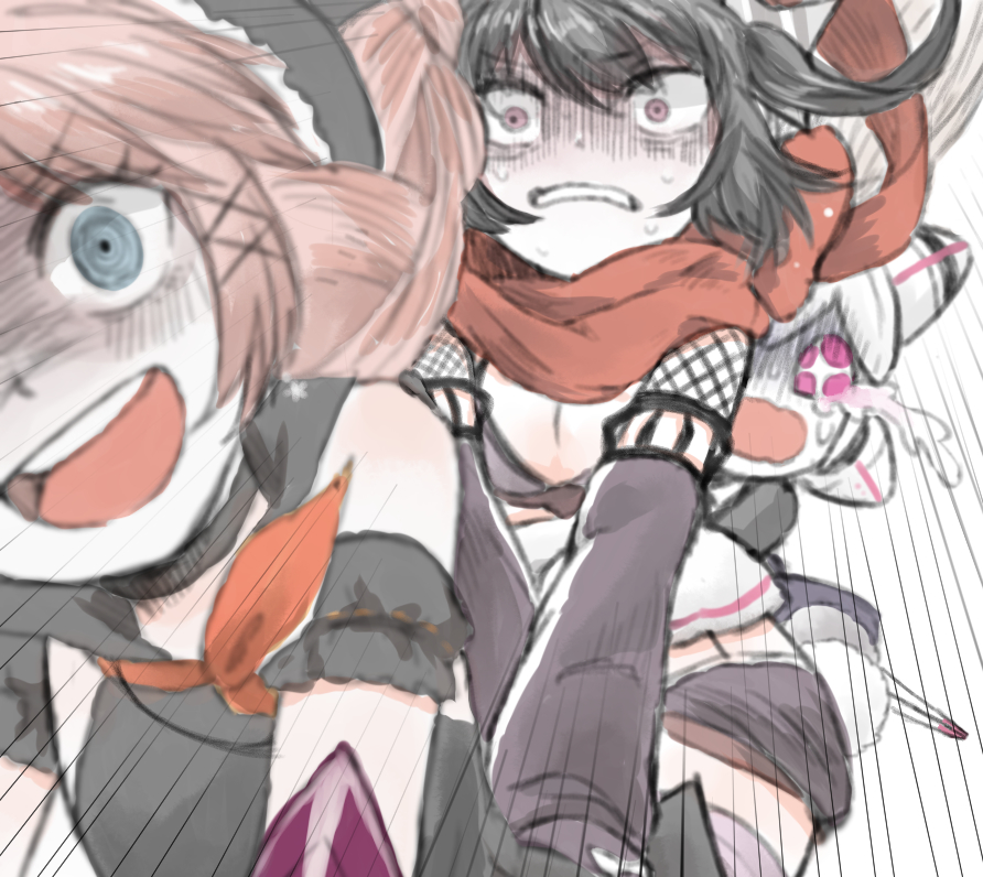 +_+, 3girls, black_hair, blue_eyes, brown_hair, crying, crying_with_eyes_open, gamo_tako