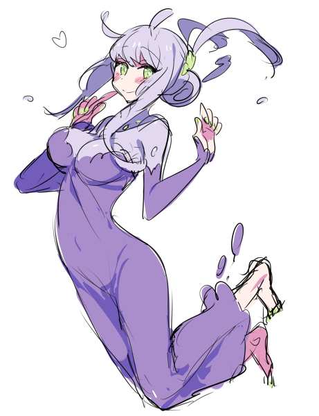 1girl, antenna_hair, bangs, barefoot, blush, breasts, bright_pupils, closed_mouth