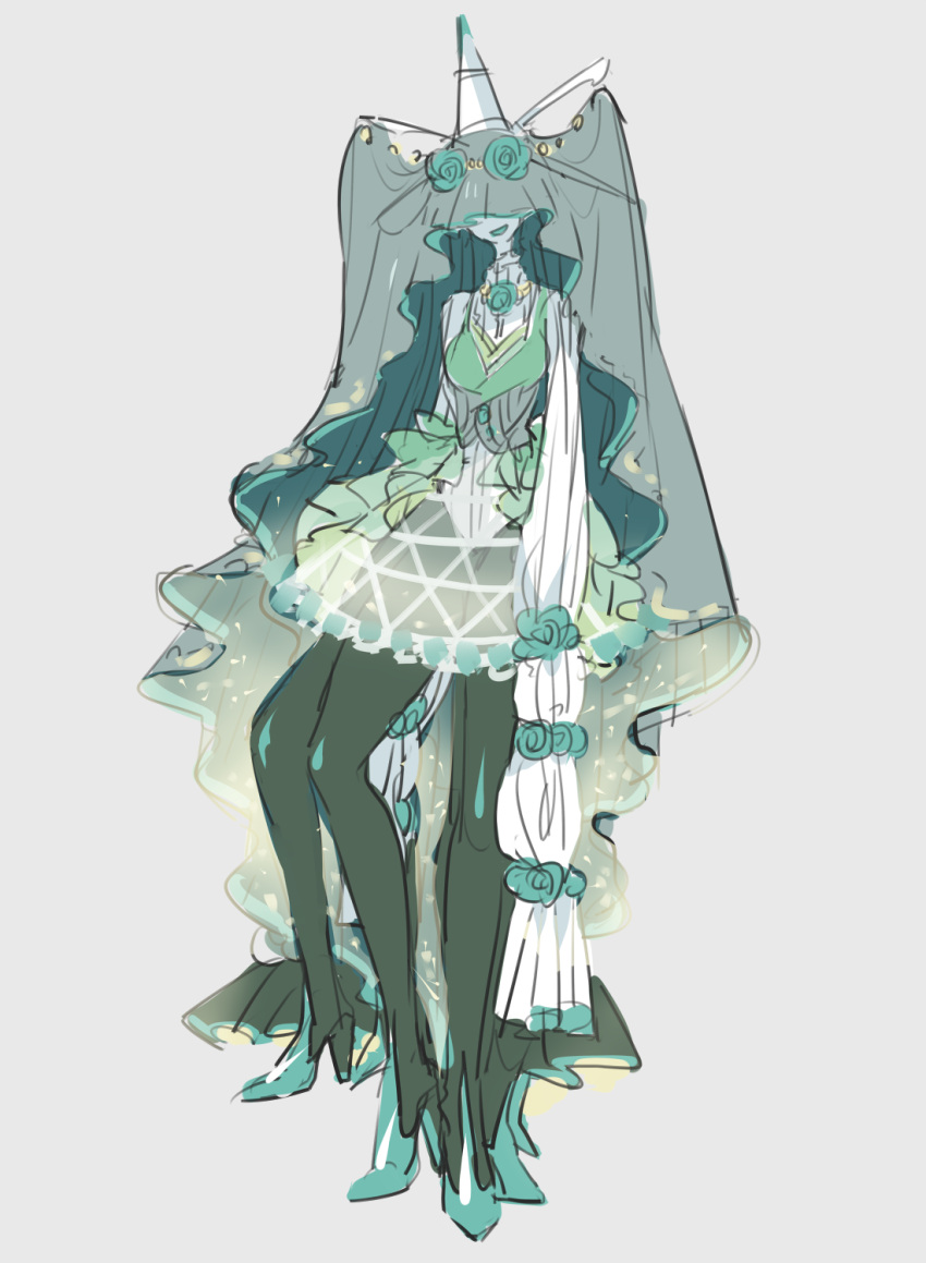 1girl, :d, aqua_rose, aqua_shoes, bent_knees, breasts, buttons, celesteela