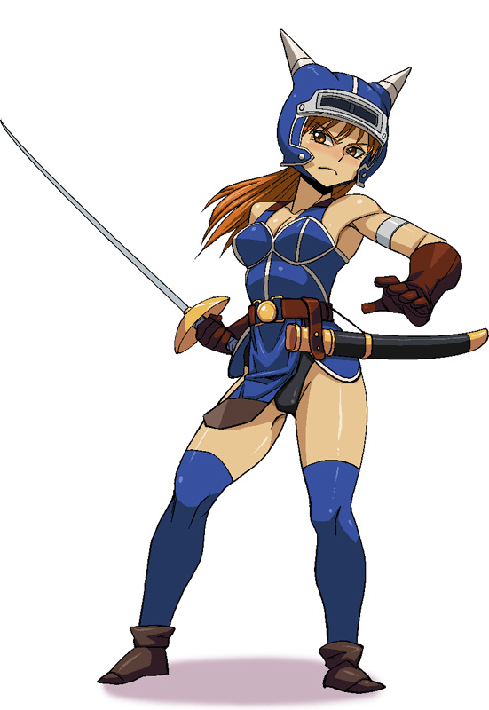 1girl, armlet, armor, bare_shoulders, belt, blush, breasts, brown_eyes