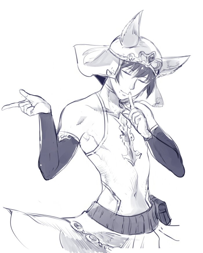 1boy, animal_ears, bare_shoulders, closed_eyes, cosplay, cowboy_shot, detached_sleeves, finger_to_mouth