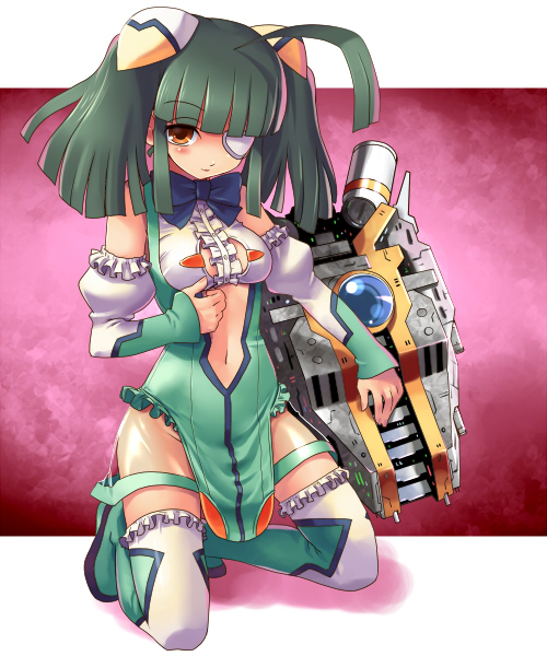 ahoge, bangs, bare_shoulders, big_core_mk_i, blunt_bangs, boots, bowtie, detached_sleeves