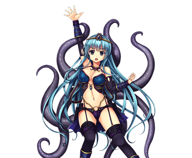 1girl, bare_shoulders, black_eyes, black_legwear, blue_hair, breasts, choker, clenched_hand