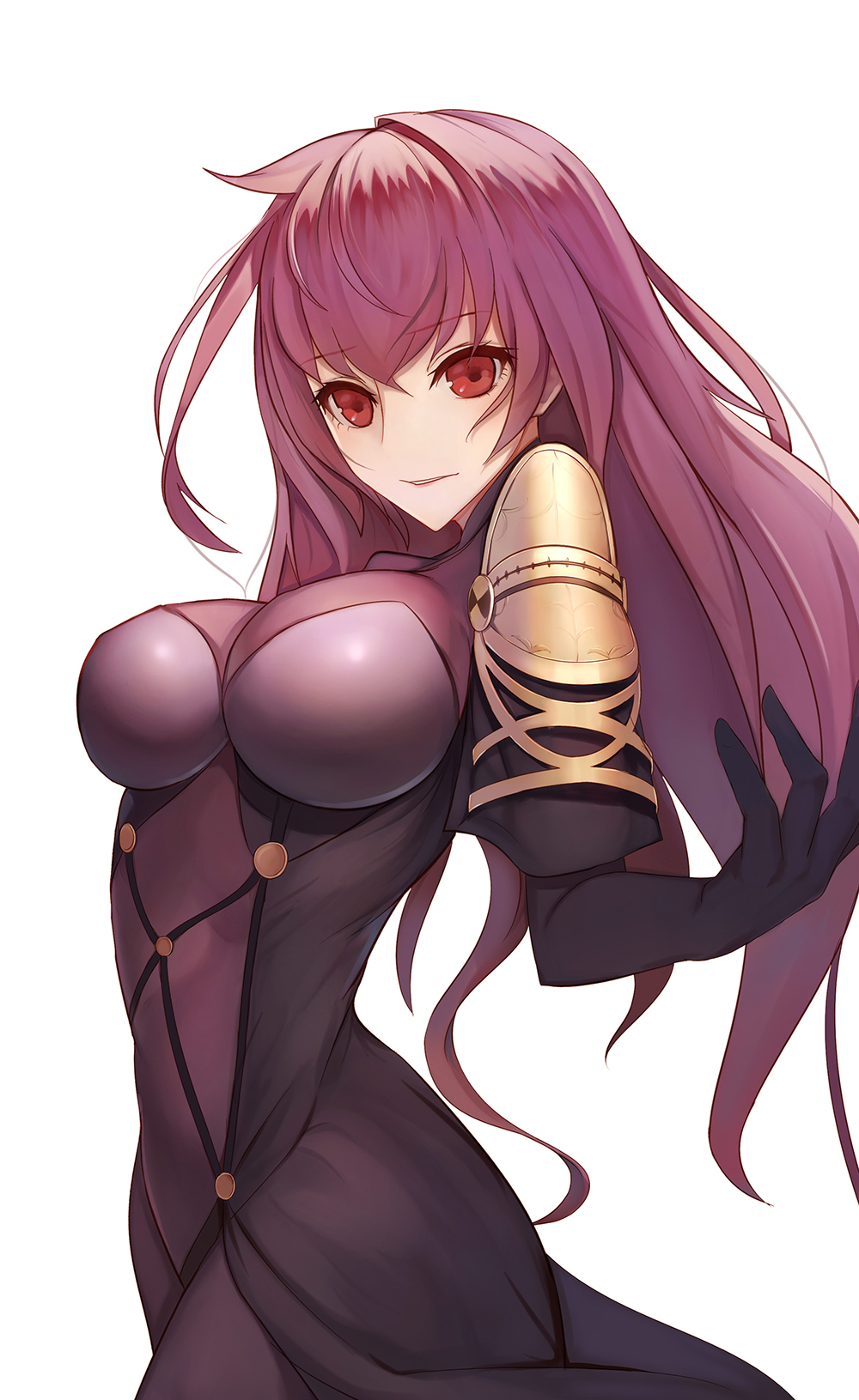 1girl, ban_bu_bu_duou, bodysuit, breasts, cowboy_shot, eyebrows_visible_through_hair, eyelashes, fate/grand_order
