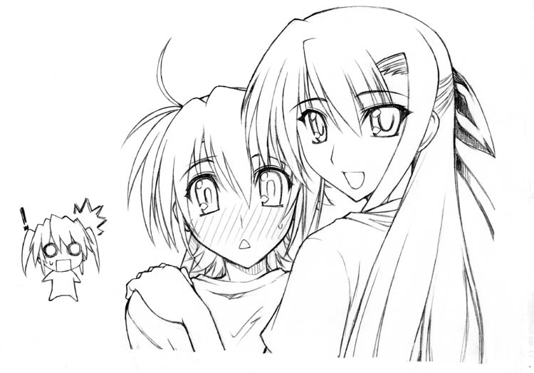 koishikawa, mahou_shoujo_lyrical_nanoha, mahou_shoujo_lyrical_nanoha_strikers, monochrome, subaru_nakajima, teana_lanster