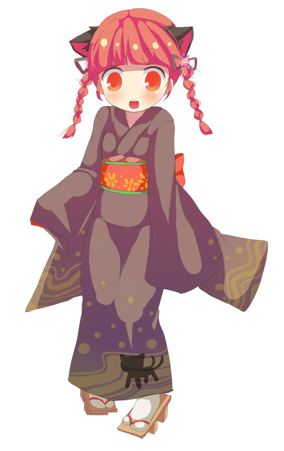 ame, animal_ears, bad_id, blush, braid, cat_ears, hair_ornament, japanese_clothes
