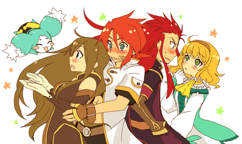 2girls, asch, blonde_hair, blue_eyes, blush, long_hair, lowres, luke_fon_fabre