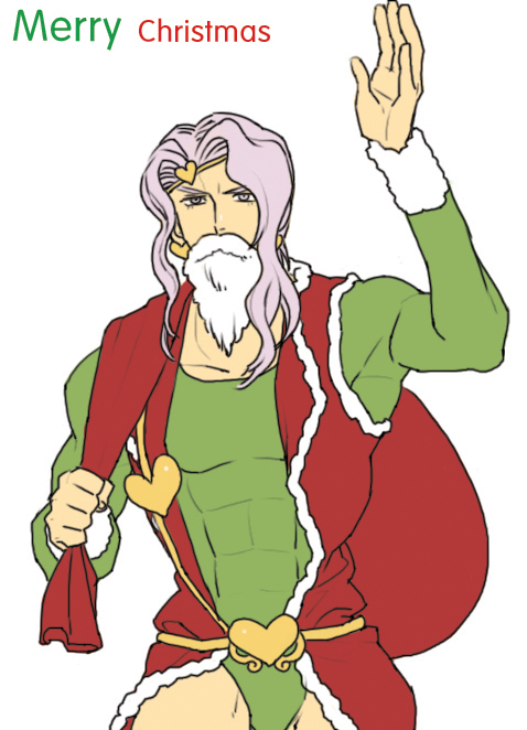 1boy, beard, christmas, facial_hair, heart, jojo_no_kimyou_na_bouken, leotard, male_focus