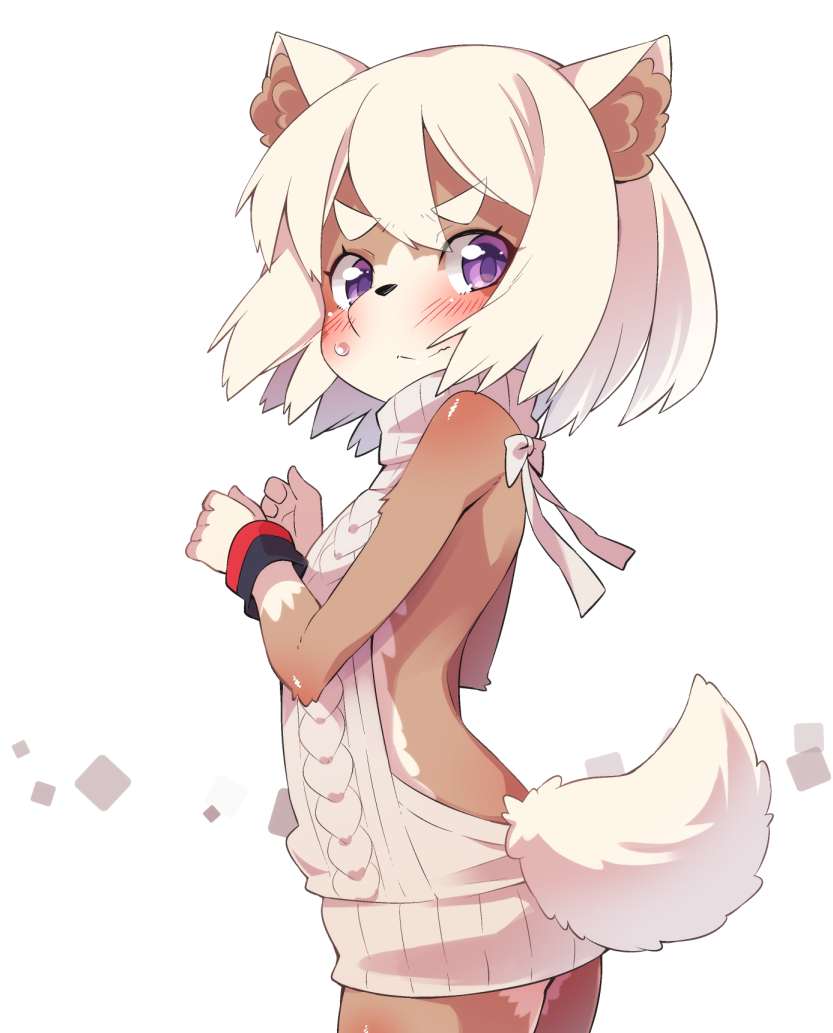 1girl, animal_ears, arched_back, backless_outfit, bare_back, bare_shoulders, blonde_hair, blush