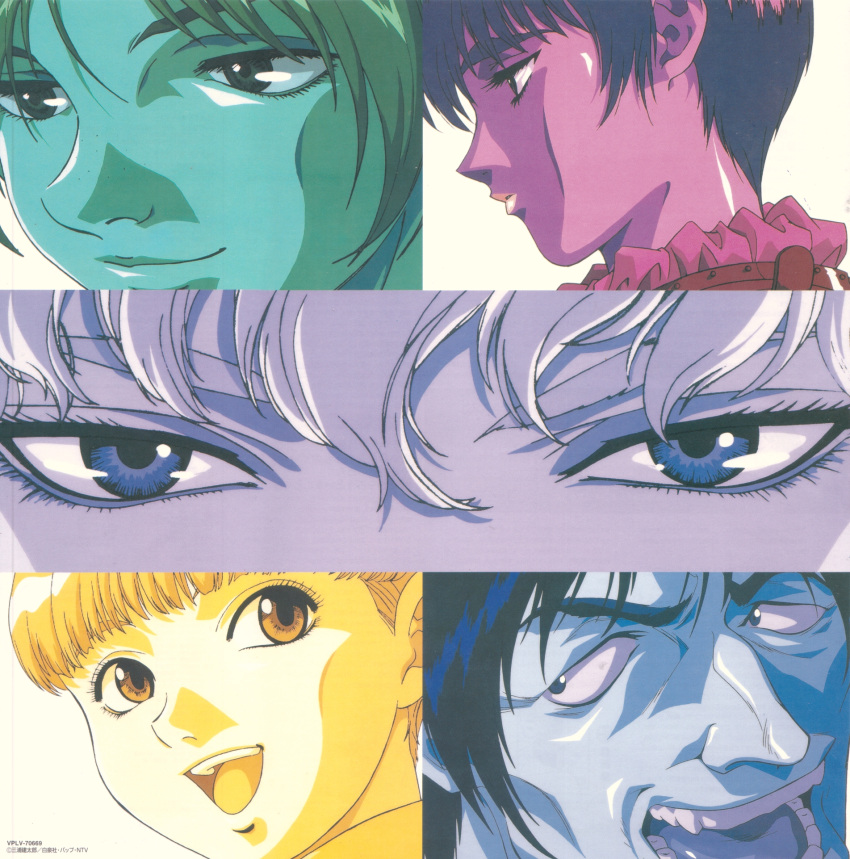1girl, 4boys, berserk, casca, close-up, column_lineup, corkus, eyes