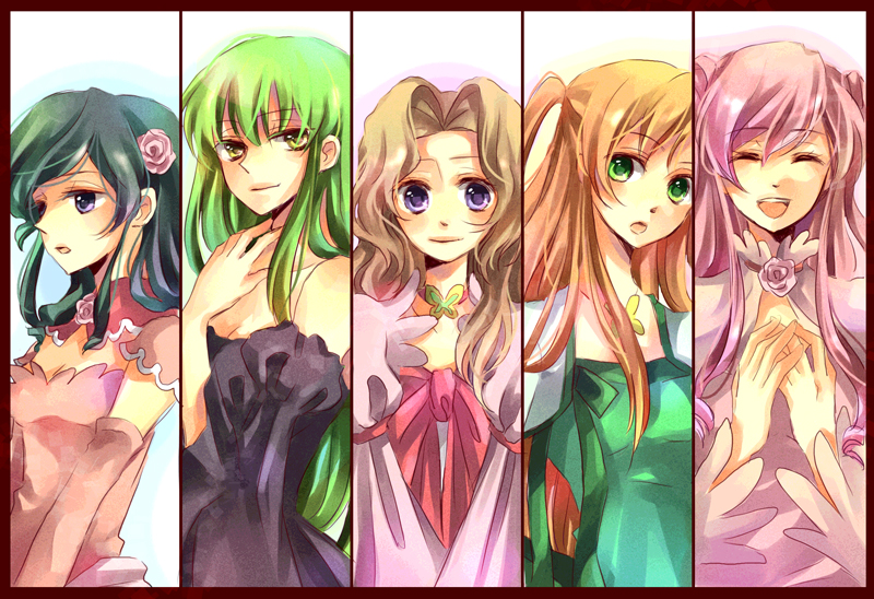 blue_eyes, brown_hair, c.c., cc, code_geass, dress, euphemia_li_britannia, green_eyes