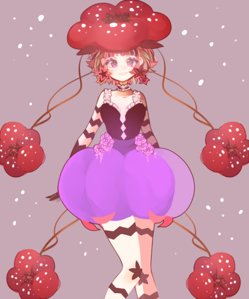 1girl, bubble_skirt, flower, flower_on_head, fukuroi_marika, kwysten, mahou_shoujo_ikusei_keikaku, short_hair