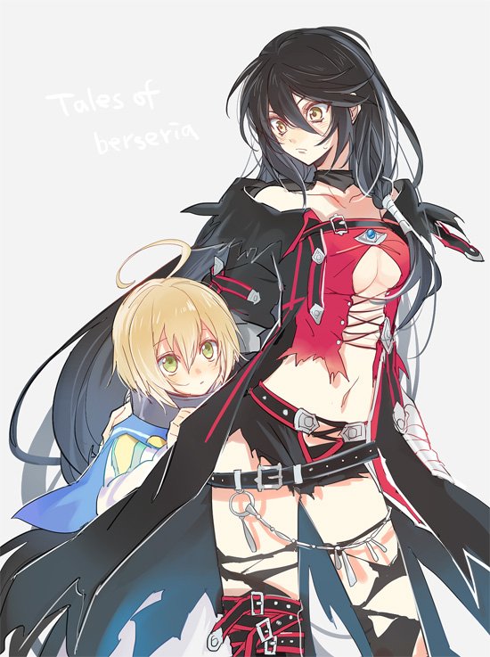 1boy, 1girl, ahoge, bandage, belt, black_hair, blonde_hair, breasts