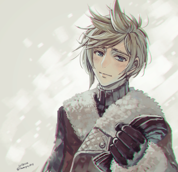 1boy, blonde_hair, blue_eyes, coat, final_fantasy, final_fantasy_xv, gloves, isakawa_megumi