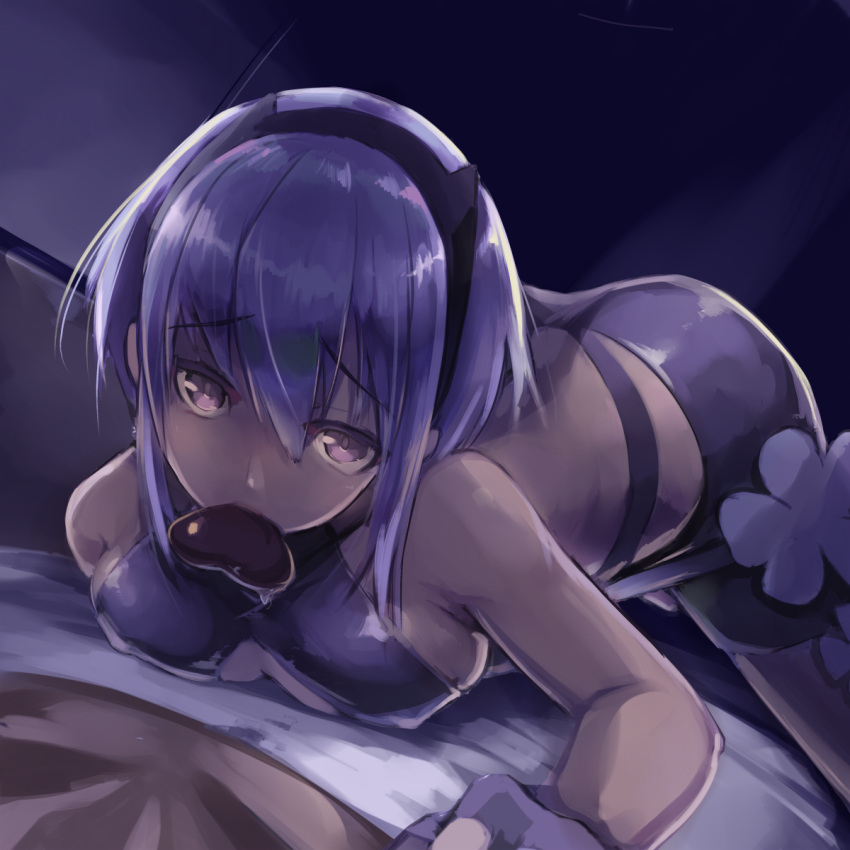 1girl, assassin_(fate/prototype_fragments), chocolate, dark_skin, fate/grand_order, fate/prototype, fate/prototype:_fragments_of_blue_and_silver, fate_(series)
