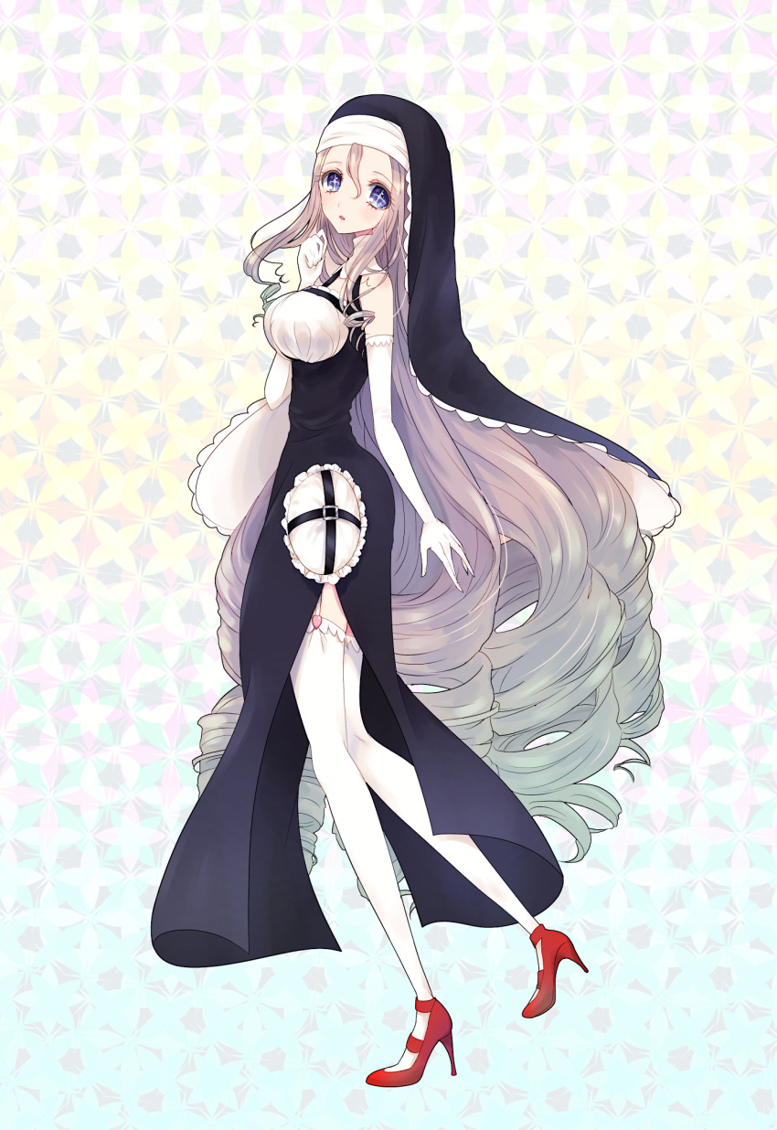 1girl, blonde_hair, blue_eyes, drill_hair, engawa_(osstbti), high_heels, highres, long_hair