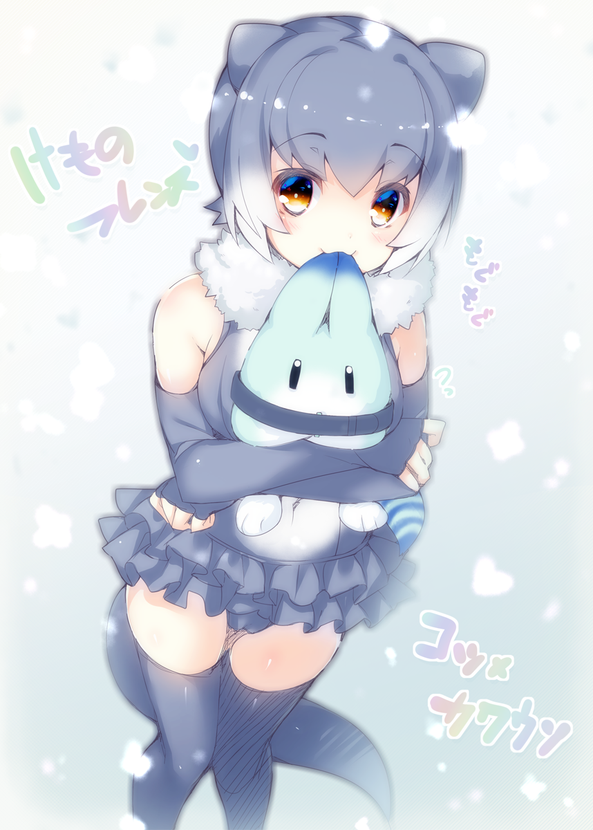 1girl, animal_ears, brown_eyes, elbow_gloves, fingerless_gloves, gloves, grey_hair, highres