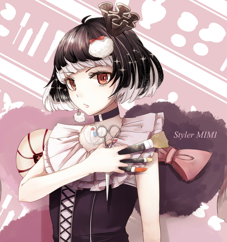 1girl, character_name, mahou_shoujo_ikusei_keikaku, mahou_shoujo_ikusei_keikaku_jokers, multicolored_hair, red_eyes, short_hair, solo