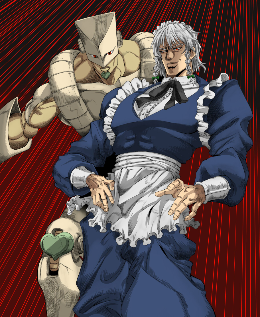 araki_hirohiko_(style), batsu, cosplay, dio_brando, iyuu, izayoi_sakuya, izayoi_sakuya_(cosplay), jojo's_bizarre_adventure