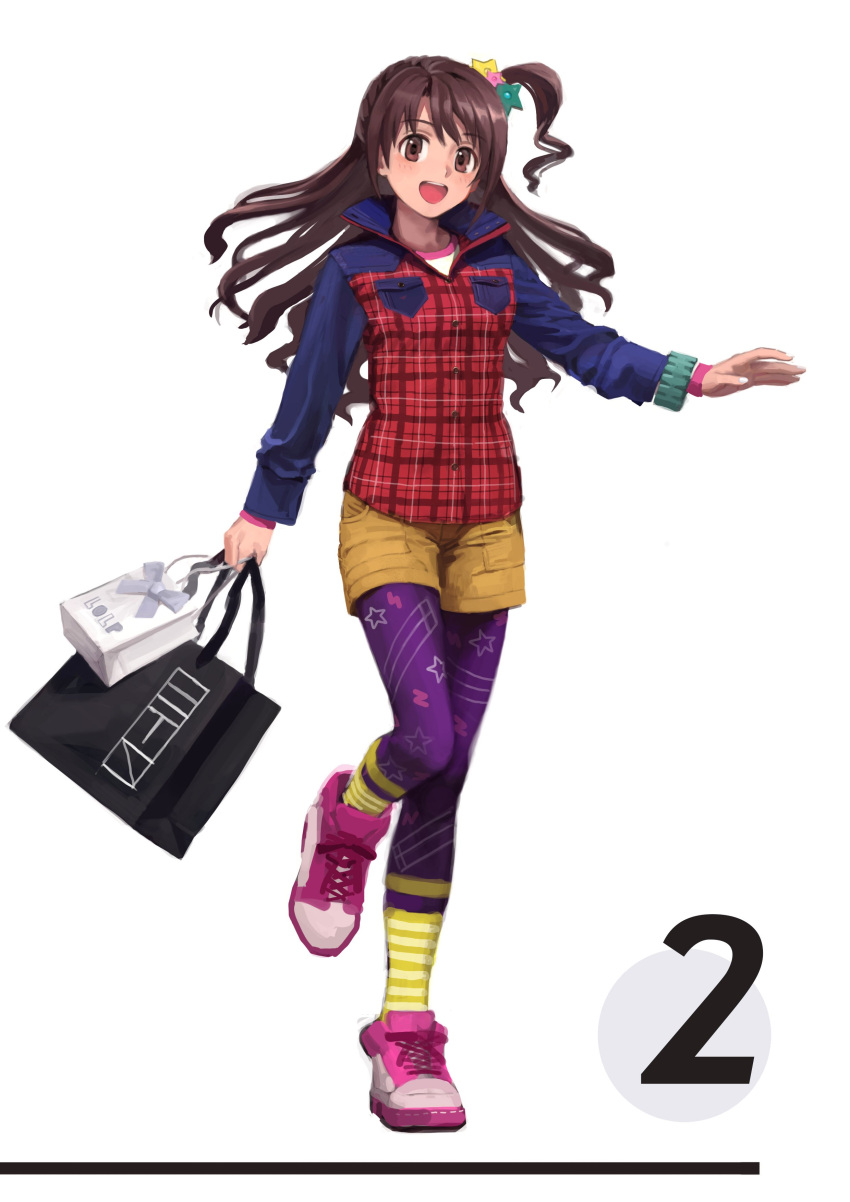 1girl, absurdres, bag, brown_eyes, brown_hair, collar, full_body, highres