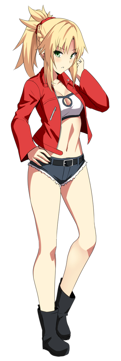 >:o, 1girl, :o, bangs, belt, black_boots, blonde_hair, blush