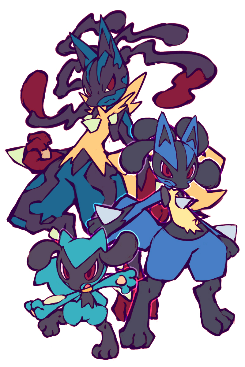 blue_hair, canine, highres, lucario, mega_lucario, pokemon, pokemon_(game), red_eyes