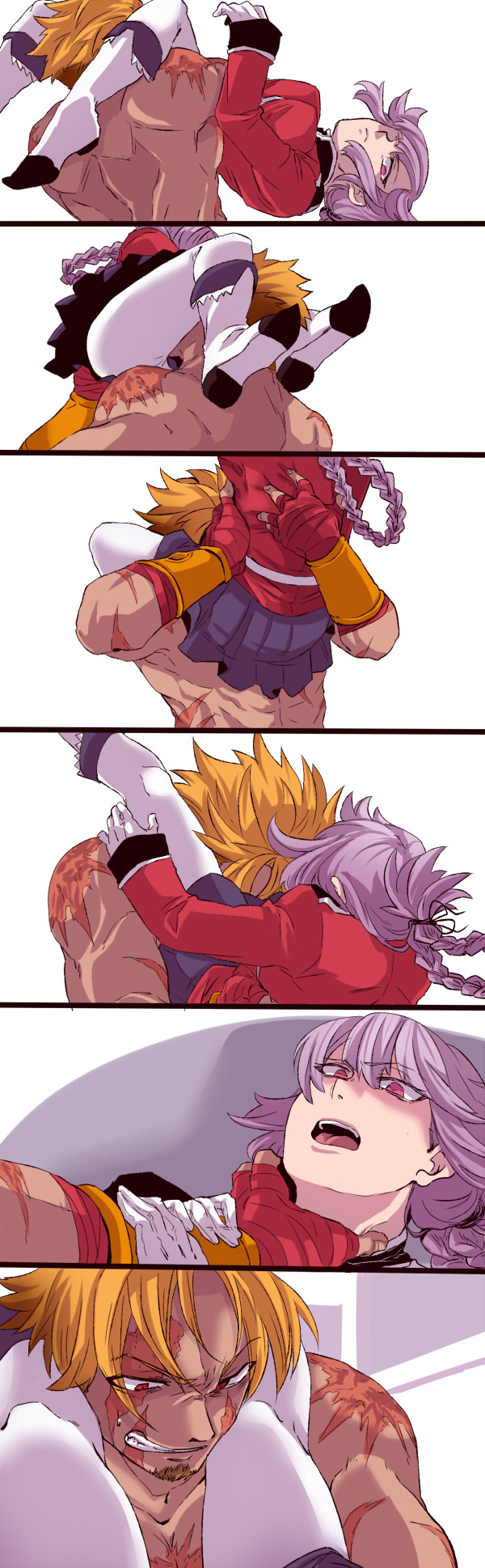 1boy, 1girl, bangs, beowulf_(fate/grand_order), blonde_hair, braid, comic, fate/grand_order