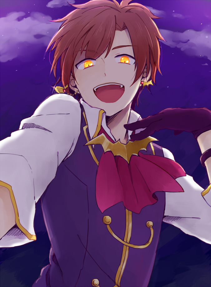 1boy, :d, alternate_costume, amamiya_kanade, dorifesu!, evil_smile, fang, full_moon