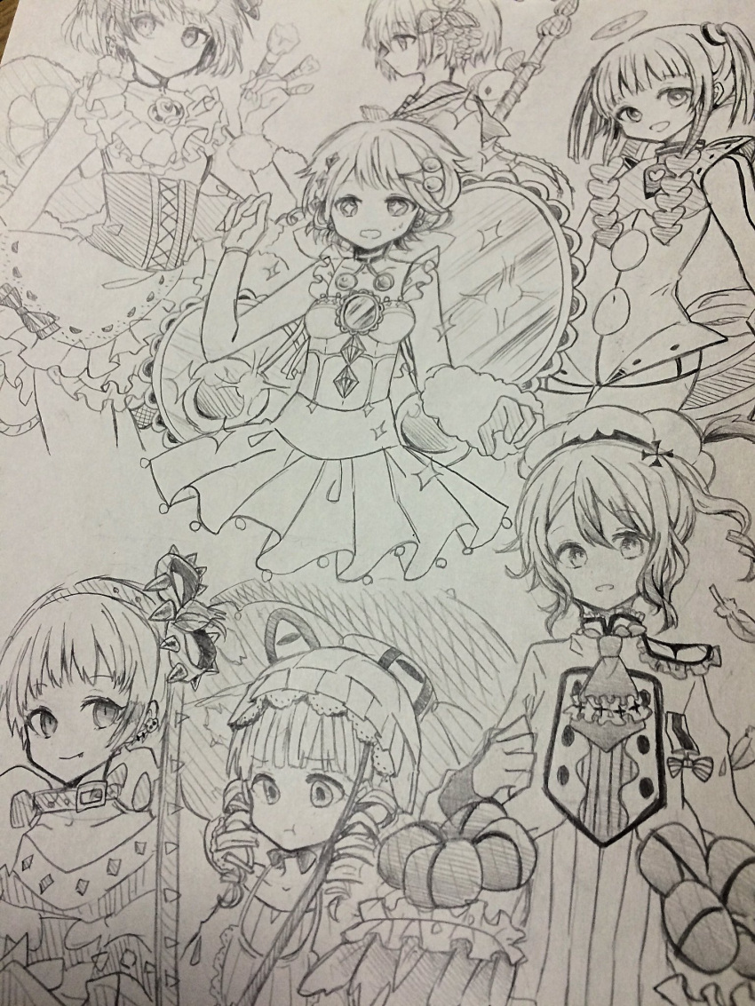 6+girls, highres, mahou_shoujo_ikusei_keikaku, monochrome, multiple_girls, pechika_(mahoiku), photo, prism_cherry