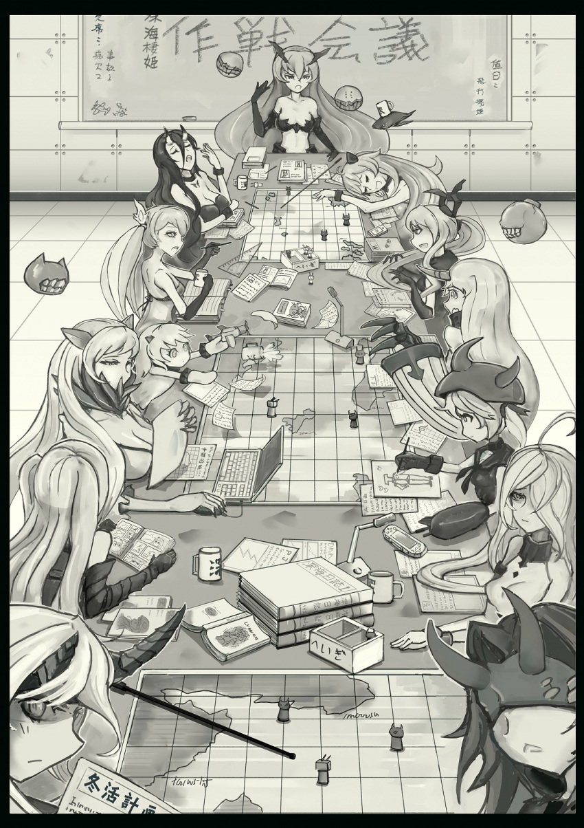 6+girls, aircraft, aircraft_carrier_oni, airfield_hime, airplane, anchorage_hime, armored_aircraft_carrier_hime, battleship_hime