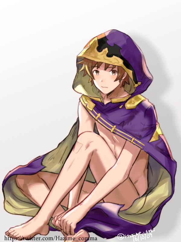 1boy, 2016, brown_eyes, brown_hair, cloak, closed_mouth, cosplay, dated