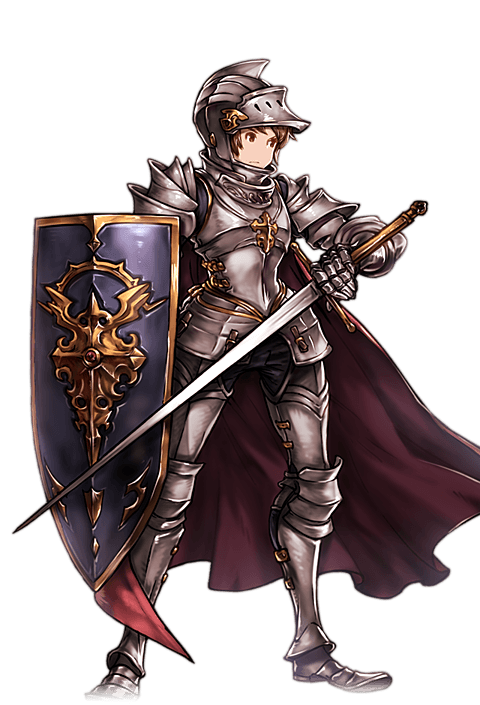 1boy, alpha_transparency, armor, brown_eyes, brown_hair, full_body, gran_(granblue_fantasy), granblue_fantasy