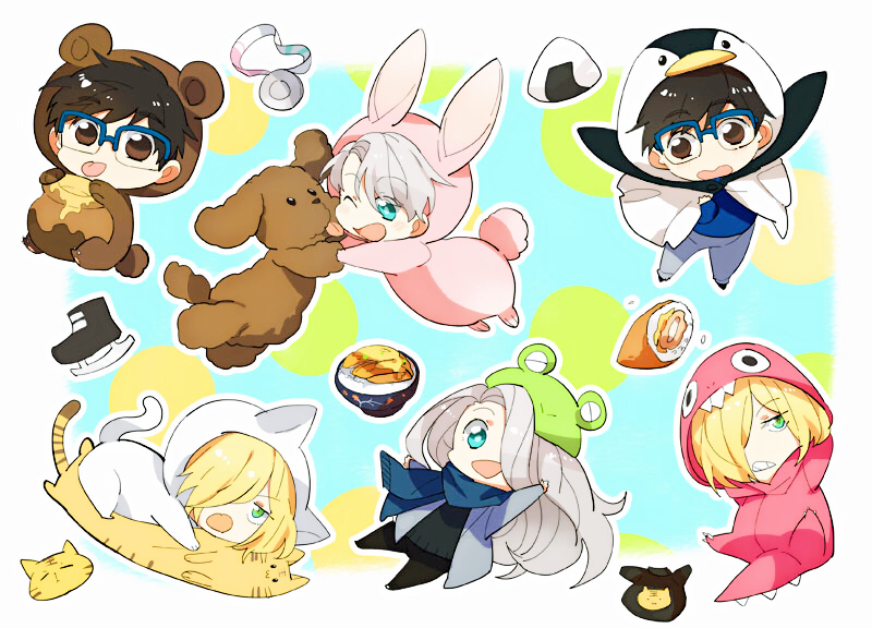 3boys, :p, ;d, animal_costume, animal_hat, bear_costume, black_hair, blonde_hair