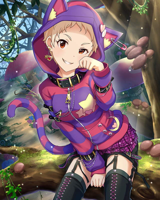 1girl, alice_in_wonderland, animal_ears, animal_hood, artist_request, belt, blonde_hair, card_(medium)