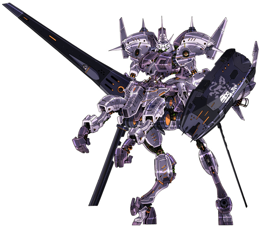 centauroid, gundam, gundam_kimaris_trooper, gundam_tekketsu_no_orphans, highres, lance, looking_at_viewer, mecha
