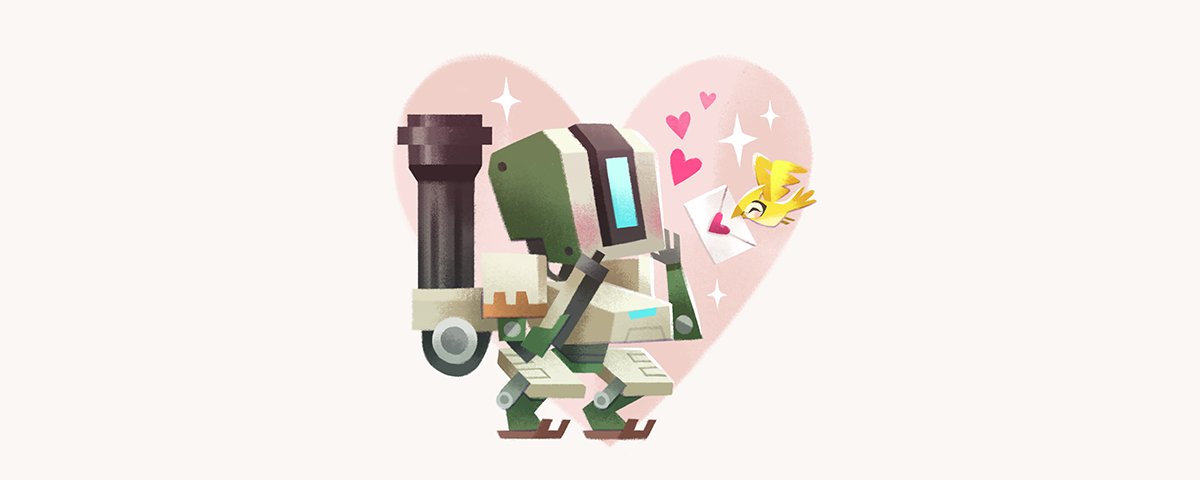 1boy, bastion_(overwatch), bird, blush, chibi, full_body, ganymede_(overwatch), gatling_gun