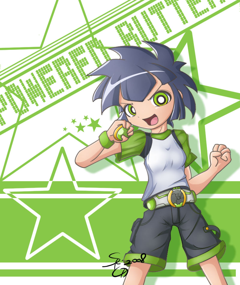 1girl, belt, black_hair, blunt_bangs, bracelet, long_shorts, looking_at_viewer, matsubara_kaoru