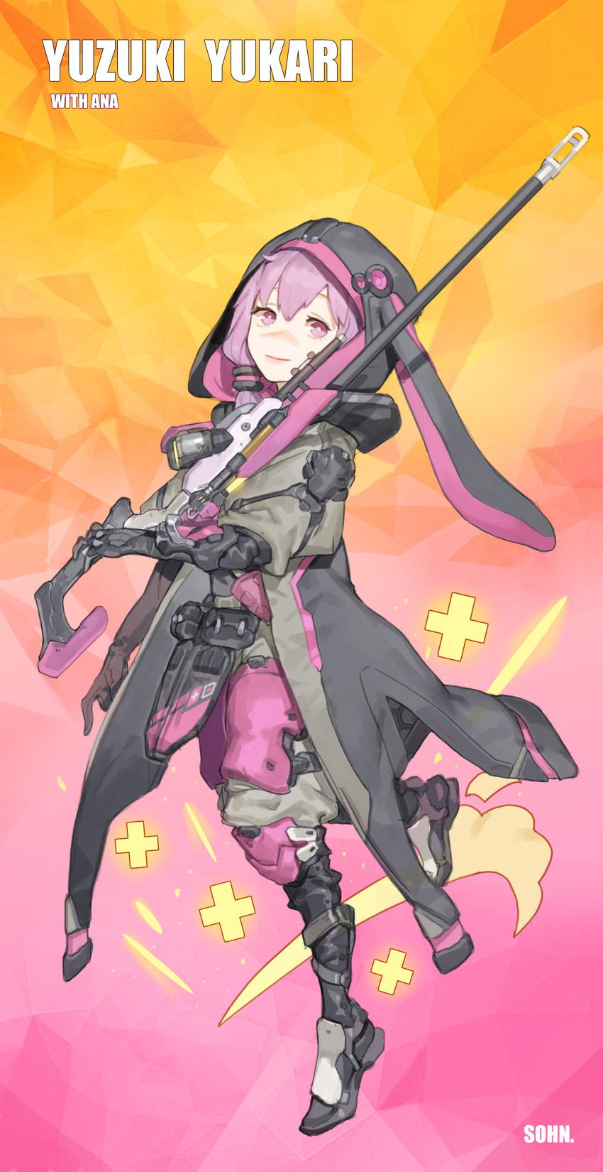 1girl, absurdres, ana_(overwatch), ana_(overwatch)_(cosplay), animal_ears, animal_hood, artist_name, bangs